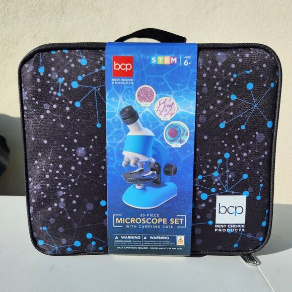New Kids 30-Piece Microscope STEM Set w/ Carrying Case Up To 1200x Zoom - Picture 1 of 15